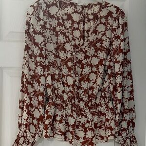 Sienna Sky Floral Blouse - Red and Cream